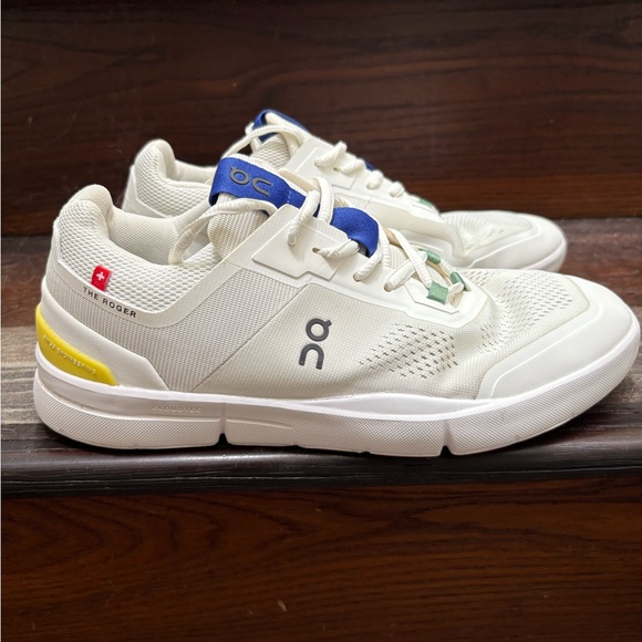 On Cloud Running Rogers tennis Sneakers with Blue and Yellow Details woman 8.5 - Picture 1 of 13